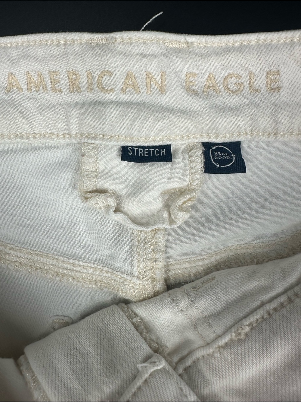 American Eagle Super High Rise Baggy Wide Leg Utility Jeans Off-White Sz 6 1312 - Picture 7 of 10